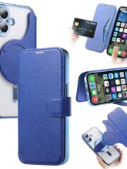 CASENEO For iPhone 16 Plus Case Compatible with MagSafe Detachable Leather Phone Cover with Lens Film Blue iPhone 16 Plus by The Case Factory