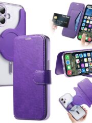CASENEO For iPhone 16 Plus Case Compatible with MagSafe Detachable Leather Phone Cover with Lens Film Light Purple iPhone 16 Plus by The Case Factory