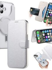 CASENEO For iPhone 16 Plus Case Compatible with MagSafe Detachable Leather Phone Cover with Lens Film Silver iPhone 16 Plus by The Case Factory