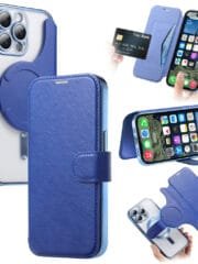 CASENEO For iPhone 16 Pro Max Case Compatible with MagSafe Detachable Leather Phone Cover with Lens Film Blue iPhone 16 Pro Max by The Case Factory