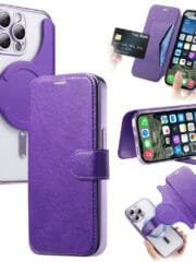 CASENEO For iPhone 16 Pro Max Case Compatible with MagSafe Detachable Leather Phone Cover with Lens Film Light Purple iPhone 16 Pro Max by The Case Factory