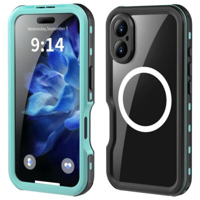 REDPEPPER D-UP Series For iPhone 16 Case IP68 Waterproof Clear Back Phone Cover | Compatible with MagSafe Blue iPhone 16 by The Case Factory