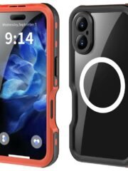 REDPEPPER D-UP Series For iPhone 16 Case IP68 Waterproof Clear Back Phone Cover | Compatible with MagSafe Red iPhone 16 by The Case Factory