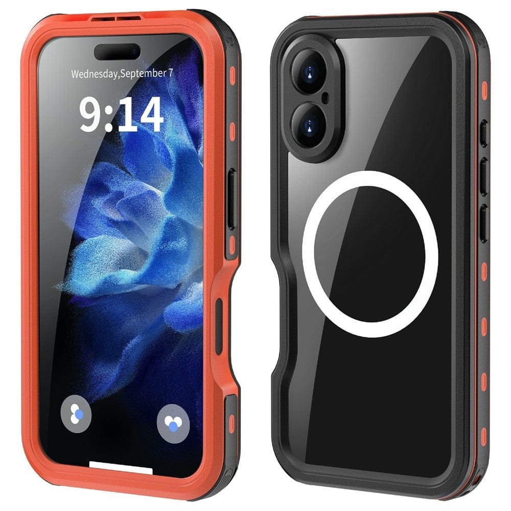REDPEPPER D-UP Series For iPhone 16 Case IP68 Waterproof Clear Back Phone Cover | Compatible with MagSafe Red iPhone 16 by The Case Factory
