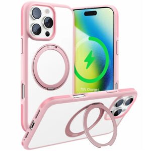 TORRAS Ostand R Fusion For iPhone 16 Pro Case 360 Degree Rotating Kickstand Phone Cover | Compatible with MagSafe Pink iPhone 16 Pro by The Case Factory