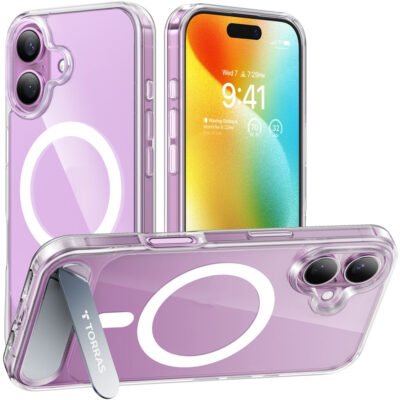 TORRAS Ostand L1 Series For iPhone 16 Case Kickstand Phone Cover | Compatible with MagSafe Transparent iPhone 16 by The Case Factory