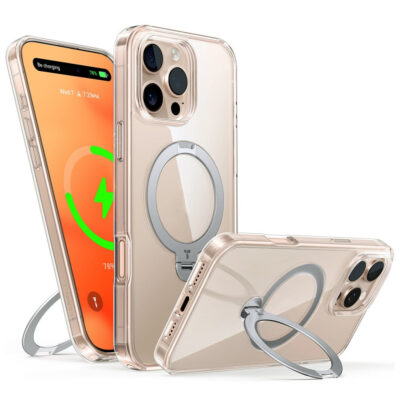 TORRAS Ostand Q3 Spin Series For iPhone 16 Pro Case Rotating Kickstand Phone Cover | Compatible with MagSafe Transparent iPhone 16 Pro by The Case Factory