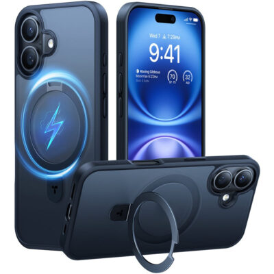 TORRAS Ostand Q1 Guardian Series for iPhone 16 Plus Case Kickstand Phone Cover | Compatible with MagSafe Black iPhone 16 Plus by The Case Factory