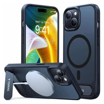 TORRAS Ostand L1 Series For iPhone 15 Case Kickstand Phone Cover | Compatible with MagSafe Black iPhone 15 by The Case Factory