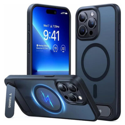 TORRAS Ostand L1 Series For iPhone 15 Pro Max Case Kickstand Phone Cover | Compatible with MagSafe Black iPhone 15 Pro Max by The Case Factory