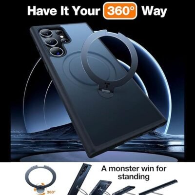 TORRAS Ostand Q3 Spin Series For Samsung Galaxy S24 Ultra Case Magnetic Kickstand Phone Cover by The Case Factory