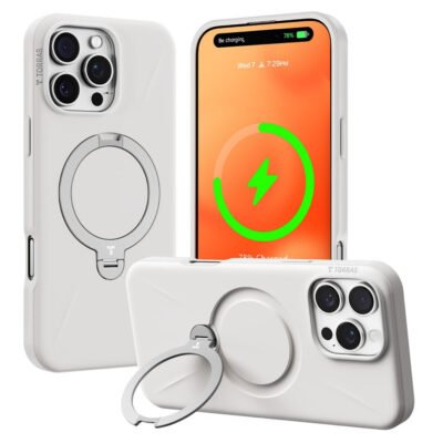 TORRAS Ostand Q3 Silicone Series For iPhone 16 Pro Case Kickstand Phone Cover | Compatible with Magsafe Ivory iPhone 16 Pro by The Case Factory