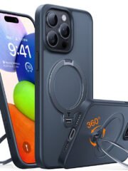 TORRAS Ostand Q3 Spin Series For iPhone 15 Pro Case Rotating Kickstand Phone Cover | Compatible with MagSafe Black iPhone 15 Pro by The Case Factory