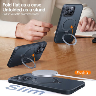 TORRAS Ostand Q3 Spin Series For iPhone 15 Pro Case Rotating Kickstand Phone Cover | Compatible with MagSafe by The Case Factory