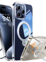 TORRAS Ostand Q3 Spin Series For iPhone 15 Pro Max Case Rotating Kickstand Phone Cover | Compatible with MagSafe Transparent iPhone 15 Pro Max by The Case Factory