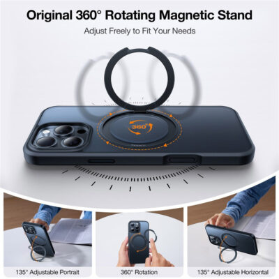 TORRAS Ostand O1 Guardian Series For iPhone 15 Pro Max Case Rotating Kickstand Phone Cover | Compatible with MagSafe by The Case Factory