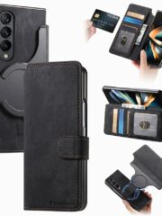 CASENEO For Samsung Galaxy Z Fold3 Leather Case 2-in-1 Magnetic Detachable Wallet Phone Cover Black Samsung Galaxy Z Fold3 by The Case Factory