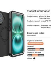 REDPEPPER IP68 Waterproof Case For iPhone 16 Plus Phone Back Cover Kickstand | Compatible with MagSafe by The Case Factory