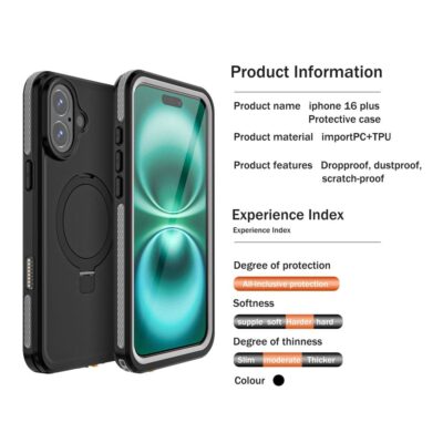 REDPEPPER IP68 Waterproof Case For iPhone 16 Plus Phone Back Cover Kickstand | Compatible with MagSafe by The Case Factory