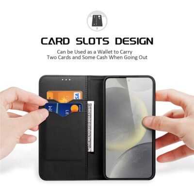 DUX DUCIS Hivo Series For Samsung Galaxy S25+ Case Cowhide Leather RFID Blocking Wallet Stand Flip Phone Cover by The Case Factory