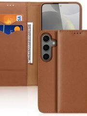 DUX DUCIS Hivo Series For Samsung Galaxy S25+ Case Cowhide Leather RFID Blocking Wallet Stand Flip Phone Cover Brown Samsung Galaxy S25+ by The Case Factory