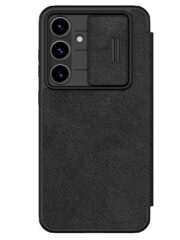 NILLKIN Qin Pro Series for Samsung Galaxy S24 FE Case with Card Slots Leather Phone Cover Black Samsung Galaxy S24 FE by The Case Factory
