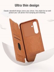 NILLKIN Qin Pro Series for Samsung Galaxy S24 FE Case with Card Slots Leather Phone Cover by The Case Factory