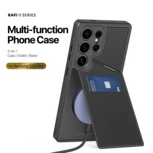 DUX DUCIS Rafi II Series For Samsung Galaxy S25 Ultra Magnetic Case Leather Back Cover with RFID Blocking Card Slots by The Case Factory