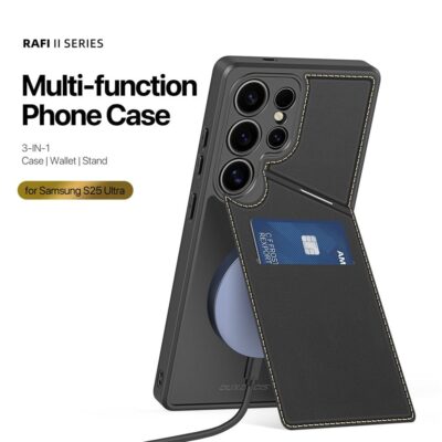 DUX DUCIS Rafi II Series For Samsung Galaxy S25 Ultra Magnetic Case Leather Back Cover with RFID Blocking Card Slots by The Case Factory