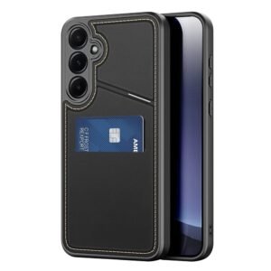 For Samsung Galaxy S25 Magnetic Case DUX DUCIS Rafi II Series Leather Back Cover with RFID Blocking Card Slots Black by The Case Factory