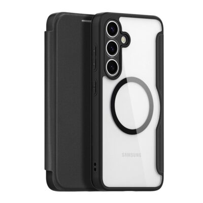 DUX DUCIS Skin X Pro Series For Samsung Galaxy S25 Leather Case Flip Cover | Compatible with MagSafe Black Samsung Galaxy S25 by The Case Factory