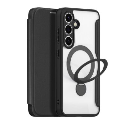 DUX DUCIS Skin X Pro Series For Samsung Galaxy S25 Leather Case Rotary Kickstand Cover | Compatible with MagSafe Black Samsung Galaxy S25 by The Case Factory