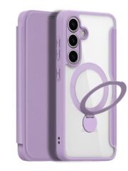 DUX DUCIS Skin X Pro Series For Samsung Galaxy S25 Leather Case Rotary Kickstand Cover | Compatible with MagSafe Purple Pink Samsung Galaxy S25 by The Case Factory