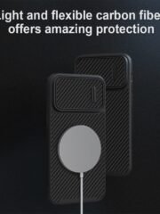 NILLKIN For iPhone 14 Pro Max Carbon Fiber Phone Case Slide Camera Protection Cover | Compatible with MagSafe by The Case Factory