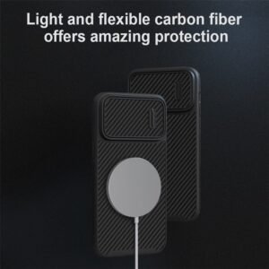 NILLKIN For iPhone 14 Pro Max Carbon Fiber Phone Case Slide Camera Protection Cover | Compatible with MagSafe by The Case Factory