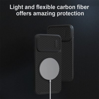 NILLKIN For iPhone 14 Pro Max Carbon Fiber Phone Case Slide Camera Protection Cover | Compatible with MagSafe by The Case Factory