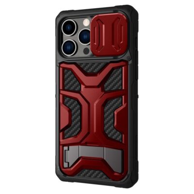 NILLKIN for iPhone 14 Pro Max Adventurer Pro Anti-drop Phone Case Kickstand Honeycomb Twill Slide Camera Cover Phone Cover Red iPhone 14 Pro Max by The Case Factory