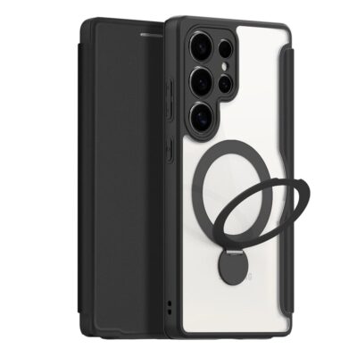 DUX DUCIS Skin X Pro Series For Samsung Galaxy S25 Ultra Leather Case Rotary Kickstand Cover Compatible with MagSafe Black by The Case Factory