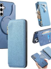 CASENEO For Samsung Galaxy S25 Magnetic Case Detachable Wallet Cross Texture Leather Phone Flip Cover Blue Samsung Galaxy S25 by The Case Factory