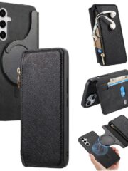 CASENEO For Samsung Galaxy S25 Magnetic Case Detachable Wallet Cross Texture Leather Phone Flip Cover Black Samsung Galaxy S25 by The Case Factory