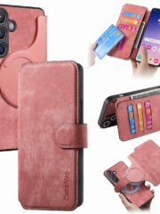 CASENEO For Samsung Galaxy S25 Magnetic Case Detachable Wallet Leather Phone Cover Pink Samsung Galaxy S25 by The Case Factory
