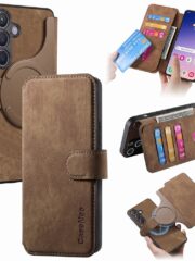 CASENEO For Samsung Galaxy S25 Magnetic Case Detachable Wallet Leather Phone Cover Brown Samsung Galaxy S25 by The Case Factory