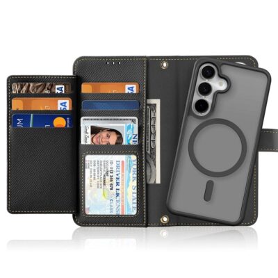 DUX DUCIS Lawa Series For Samsung Galaxy S25 Case Detachable Zipper Wallet Magnetic Cowhide Leather Cover by The Case Factory