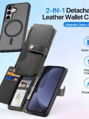 DUX DUCIS Lawa Series For Samsung Galaxy S25 Case Detachable Zipper Wallet Magnetic Cowhide Leather Cover by The Case Factory