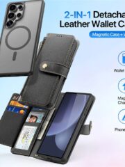 DUX DUCIS Lawa Series For Samsung Galaxy S25 Ultra Case Detachable Zipper Wallet Magnetic Cowhide Leather Cover by The Case Factory