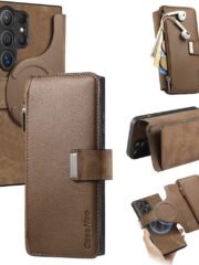 CASENEO MW-02 For Samsung Galaxy S25 Ultra Magnetic Case Detachable Zipper Wallet Leather Phone Cover Brown Samsung Galaxy S25 Ultra by The Case Factory