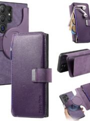 CASENEO MW-02 For Samsung Galaxy S25 Ultra Magnetic Case Detachable Zipper Wallet Leather Phone Cover Purple Samsung Galaxy S25 Ultra by The Case Factory