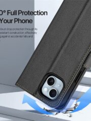 DUX DUCIS Lawa Series for iPhone 15 Case Detachable Zipper Wallet Cowhide Leather Cover | Compatible with MagSafe by The Case Factory