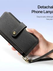 DUX DUCIS Lawa Series for iPhone 15 Case Detachable Zipper Wallet Cowhide Leather Cover | Compatible with MagSafe by The Case Factory