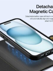DUX DUCIS Lawa Series for iPhone 15 Case Detachable Zipper Wallet Cowhide Leather Cover | Compatible with MagSafe by The Case Factory